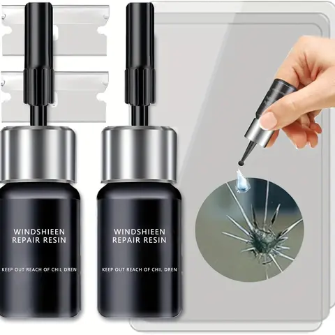 Car Windshield Repair Kit, 2 Counts Car Windshield Repair Resin with Accessories, Professional Car Window Repair Tool, Car Window Repair Kit, Windshield Crack Repair