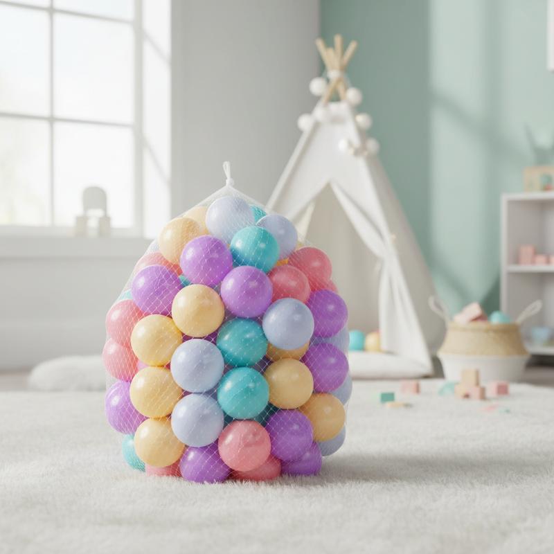 Rainbow Ball Pit Balls 100 Counts 2.2 Inches Diameter Non-Toxic BPA & Phthalate-Free Durable Storage Mesh Bag Safe for Toddlers Playroom Toys