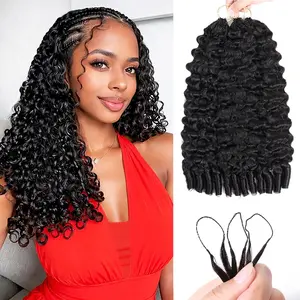 [NEW IN] Burmese Curly Crochet Human Hair Knotless Pre-Separated Feather Human Hair Crochet Bundles Miracle Knots Boho Braids #Summervibes