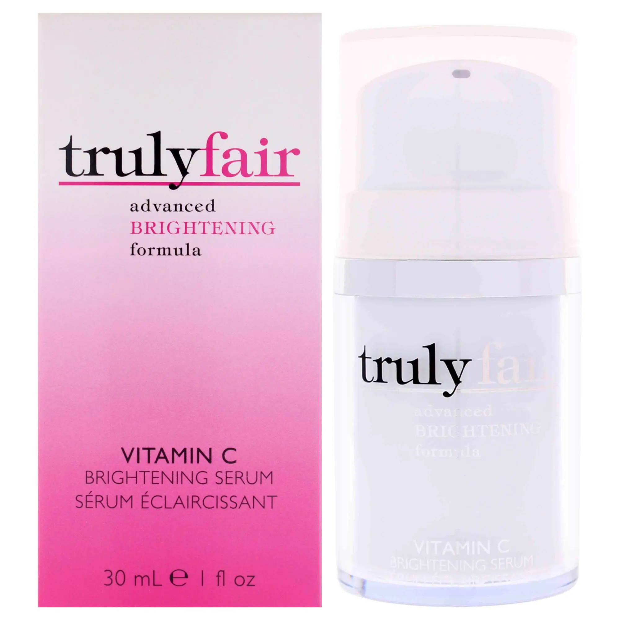 Truly Fair Unisex Vitamin C Brightening Face Serum - Daily Use, 1 oz (30ml) Transparent Bottle