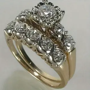 Vintage Elegant Synthetic Zirconia Unique Stacking Ring Set, Simple Design, Luxurious Engagement Jewelry Combination, Versatile For Everyday Wear - The Perfect Gift For Her!