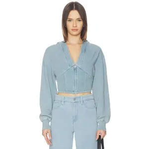 Good American Jeanius Zip Up Hoodie in Indigo1157