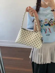 French Vintage Elegant Polka Dot Shoulder Bag, Mini Crossbody Bag for Women, Retro Style PU Material, Perfect for Daily Use