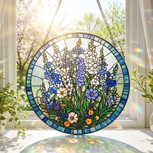 Stained Glass Birth Flower Suncatcher: Personalized Floral Window Hanging, Mother’s Day Gift