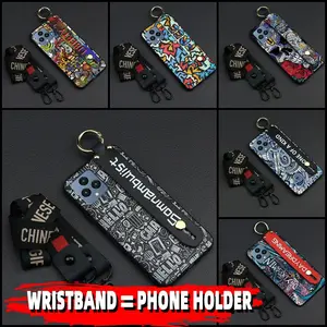 Silicone Fashion Design Phone Case For TCL T-Mobile Revvl6/T Phone protective Wristband ring Graffiti Anti-dust Phone Holder Waterproof Soft case Shockproof Lanyard personality