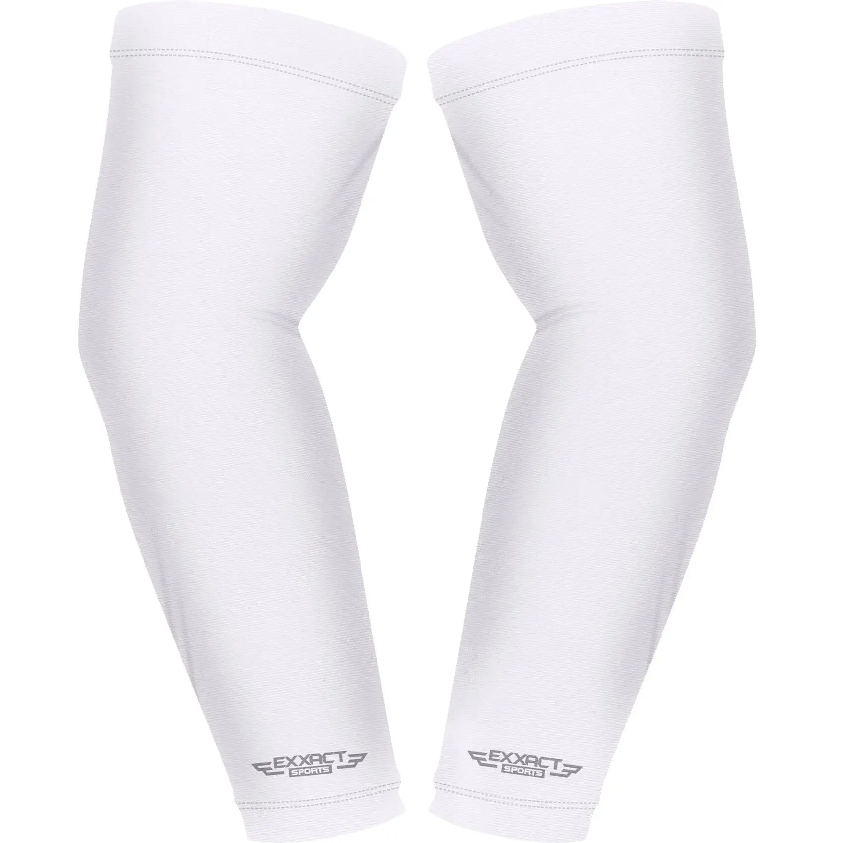 Exxact Sports 1 Pair Compression Arm Sleeves for Men Women, Breathable Baseball Arm Sleeve Football Sleeves Youth Adult - (White Solid)