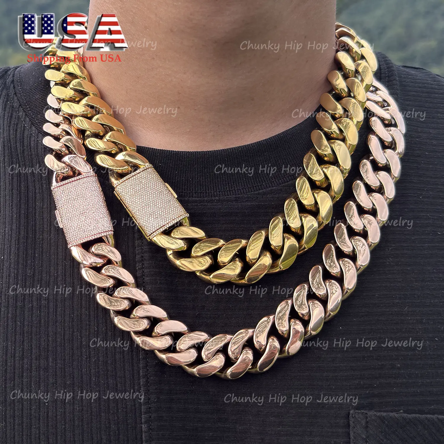 Miami Cuban Link Fashion Necklace for Men, Heavyweight 316L Stainless Steel, Hypoallergenic 300g Chain with Moissanite Clasp, 12-22mm Wide, Adjustable 18-30 in, 18-30 Inch