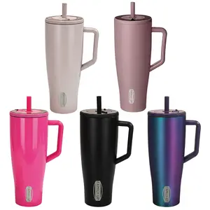 40oz Double Wall Vacuum Insulated Stainless Steel Tumbler with Straw Lid & Built-in Handle | Leak Resistant | Keep Hot for 12 Hours & Cold for 24 Hours | Portable Travel Mug for Commuting, Camping and Daily Use