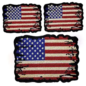 Distressed American Flag Vintage Look Patch [3PC Bundle - Iron on sew on -YF12,MTB2]