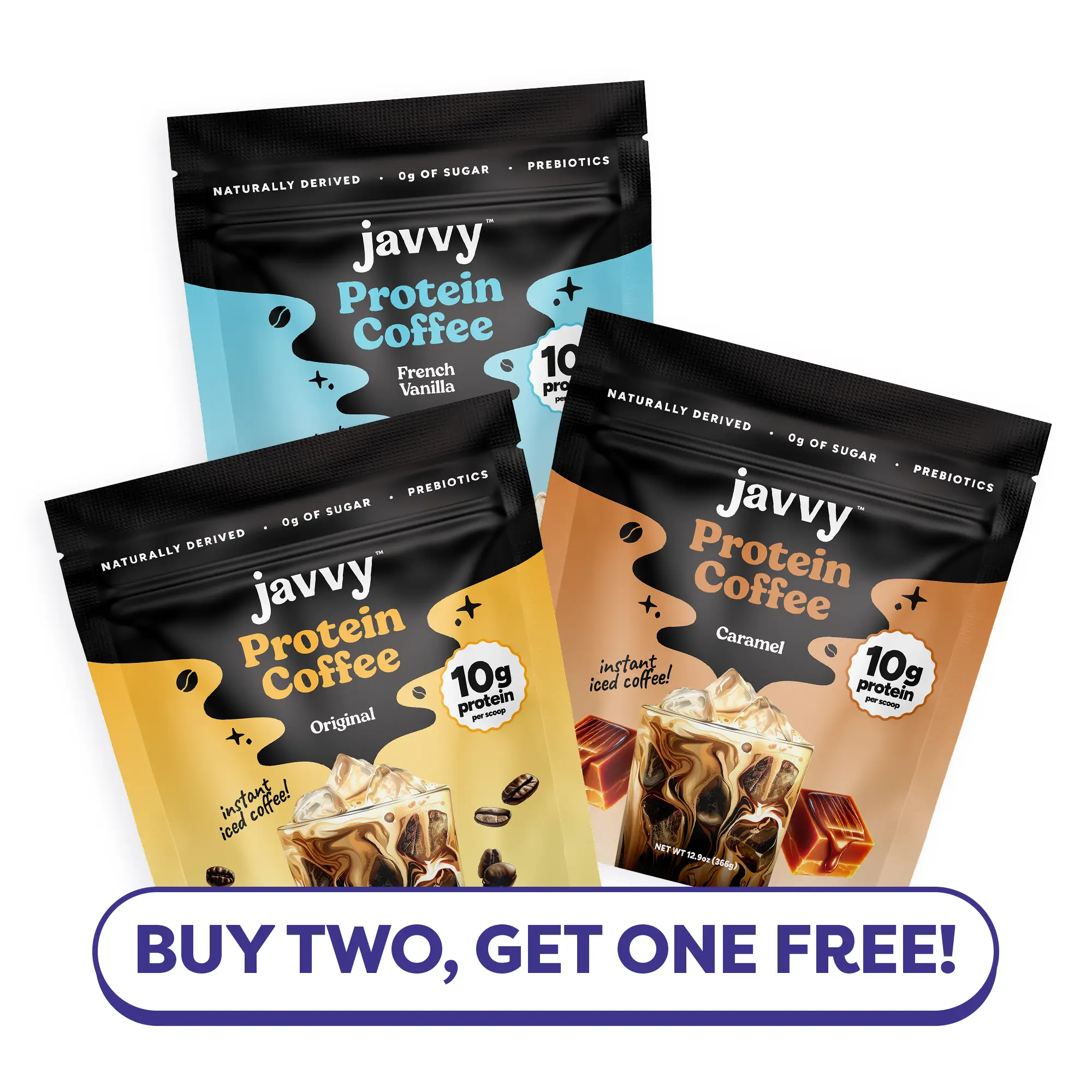 Buy 2 Get 1 Free - Instant Coffee Protein Coffee - Premium Whey Protein & Instant Coffee - 100% Arabica Coffee - Zero Artificial Flavors & Sweetener