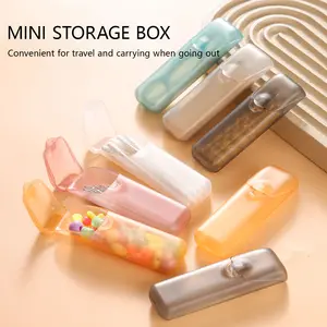 Portable Dental & Medical Storage Boxes, Multifunctional Storage Bin, Compact Travel-Friendly Toothpick Floss Pill Organizer, Multi-Color Lids (, Blue)