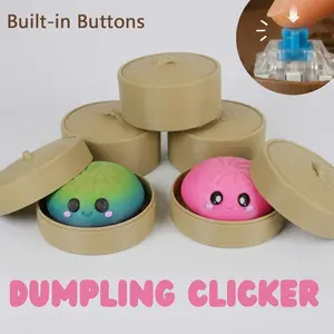 Glitter Kawaii Dumpling with Mechanical buttons, Cute Bao Stress Relief Clicker, Novelty Desk Decoration for Anxiety, Sensory Clicker Gift for Adults, Summervibes Desktop Fingertip Decompression Gift Ornament, Stress Relief Fidget