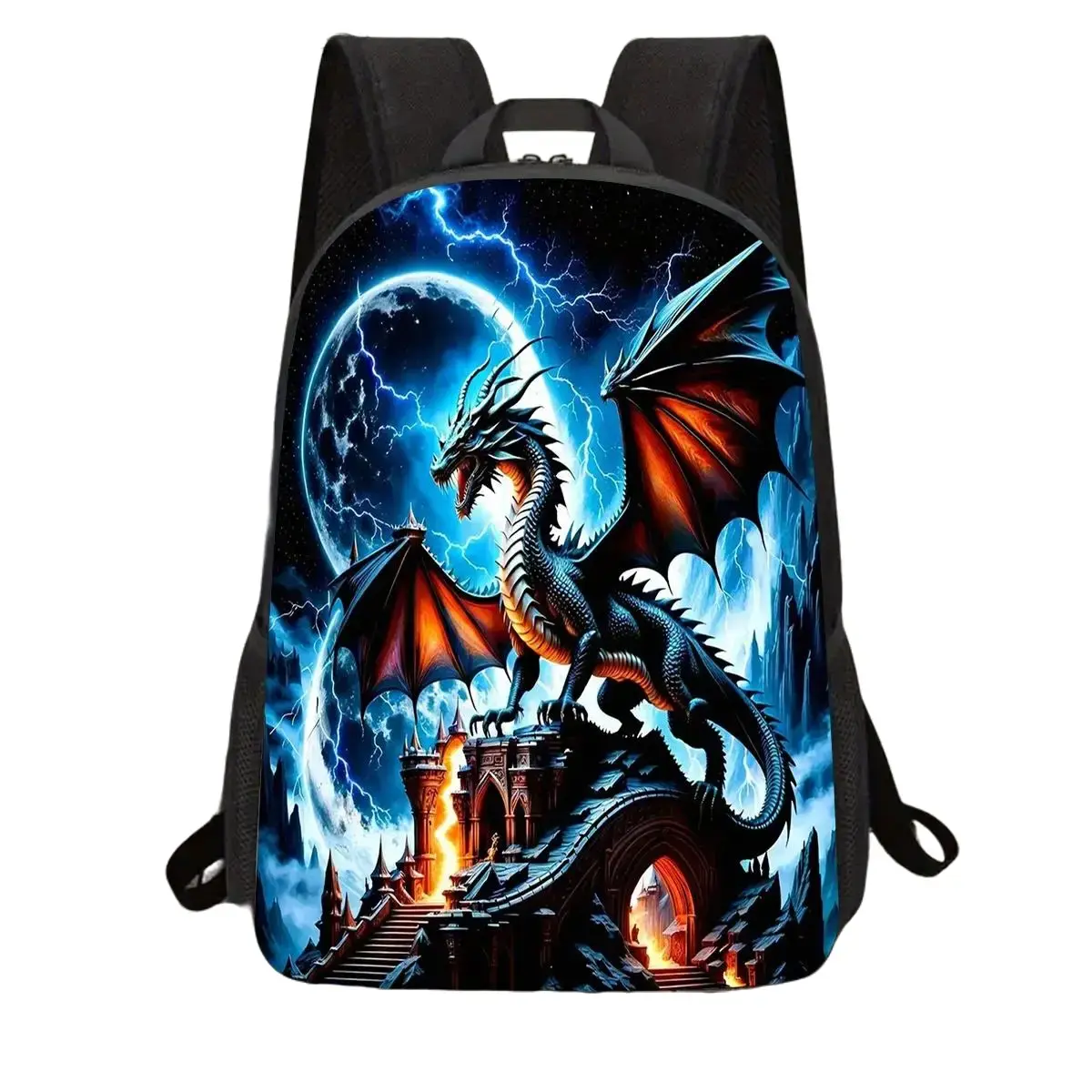 Gothic Dragon 17-Inch Unisex Laptop Backpack, Casual Cartoon Print Gym Bag with Adjustable Straps, Lightweight Durable Comfortable Fit for Work Commute, Ideal Halloween Christmas Gift for Friends