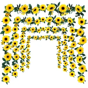 Artificial Sunflower Vine, 3 Counts/set Faux Sunflower Garland, Decorative Flowers for Home Party Wedding, Home Decor Supplies, Wreath