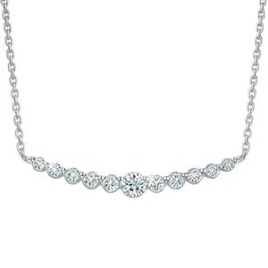 Aurora Cascade Moissanite Bar Necklace - Elegant Moissanite Stones in a Sleek Bar Design for Everyday Elegance