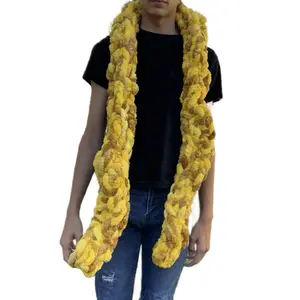 Fuzzy and Chunky Warm Yellow Scarf 5.5 feet long Soft Cozy Winter Accessory Handmade Crochet