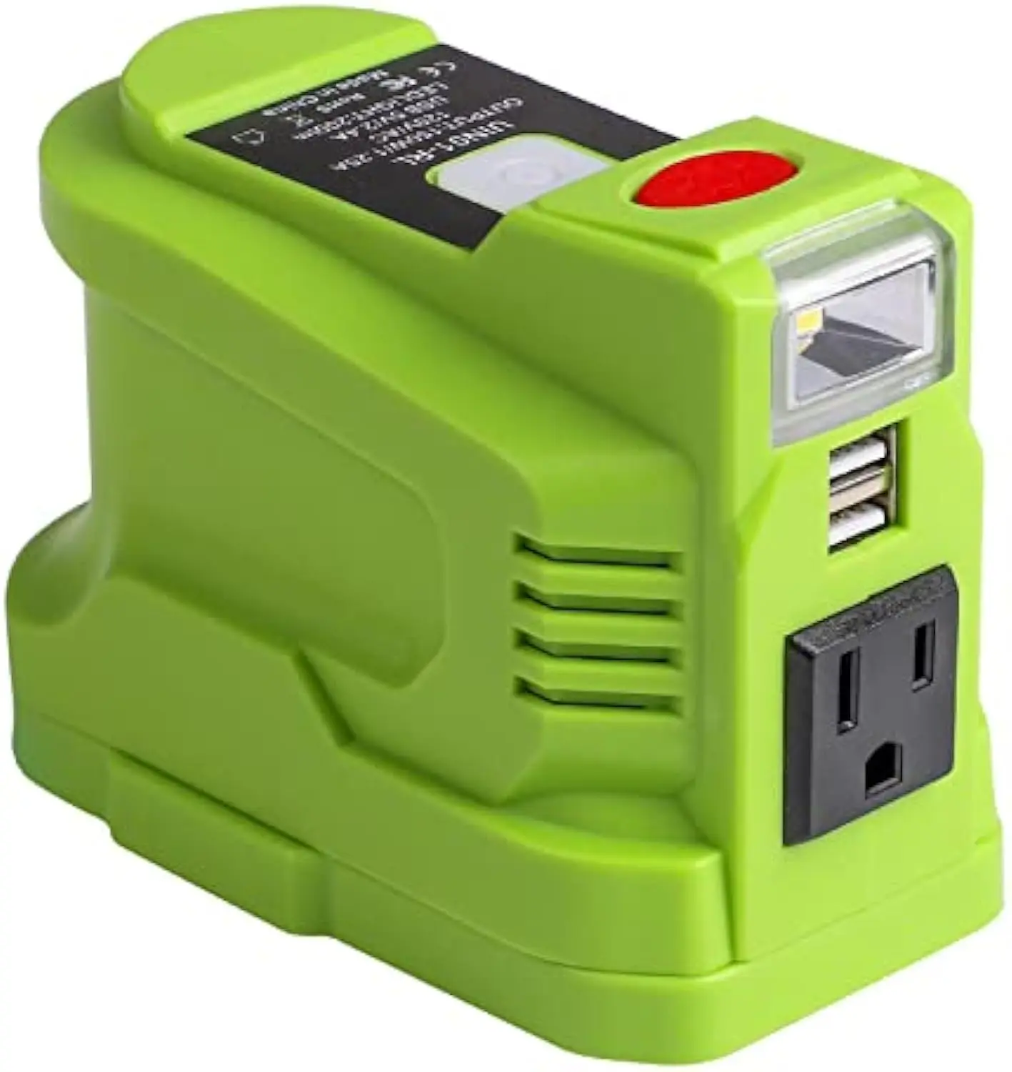 Portable Power Inverter for RYOBI 18V Battery, 150W Inverters Generator Power Source for Ryobi 18V Li-ion Battery w/ 2 USB&LED Light&AC Outlet, DC 18V to AC 110~120V Modified Sine Wave Power Inverter