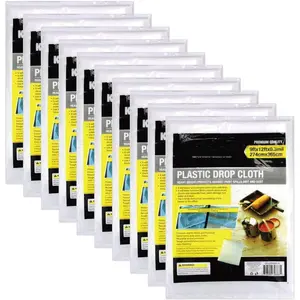 Plastic Drop Cloths 10 Pack, 9x12 Ft  Tarp for Painting, Plastic Covers for Furniture, Floor, Sofa, Disposable Plastic Sheet for Painting