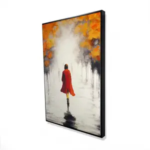 Begin Home Decor 2081-3624-CI123 24 x 36 in. Gray Landscapes Trees Canvas - Woman in Red Coat Wall Art