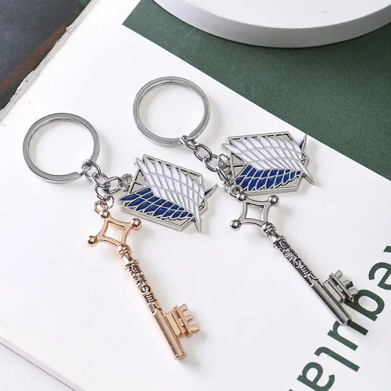 Attack on Titan Metal Keychains for Man Women Anime Peripheral Backpack Pendant Key Chains Bags Key Ring Cosplay Accessories