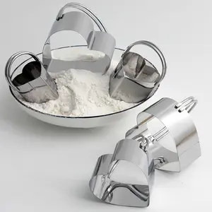 Premium Stainless Steel Biscuit Cutter Set with Handle. Multi-Size Nesting Pastry Ring Molds for Cookies, Scones & Dough. Heart, Square & Round Shapes. Ergonomic Kitchen Baking Gadget. Rust-Proof & Easy Storage.
