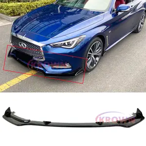 FITS 2017-2022 INFINITI Q60 GLOSSY BLACK 3 PCS SPORT FRONT BUMPER LIP SPLITTER KIT