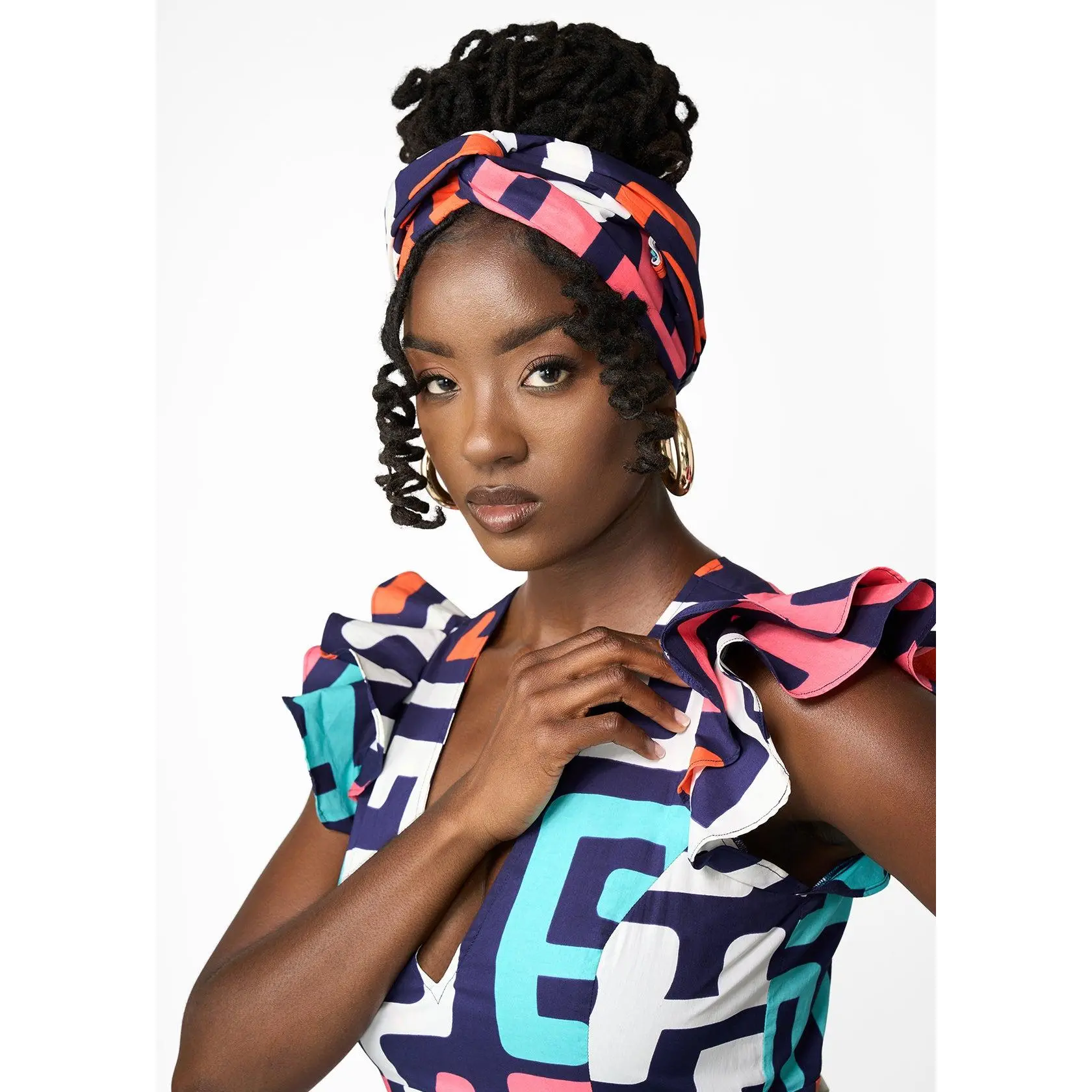 Women's African Print Headwrap/Scarf (Confetti Kuba)