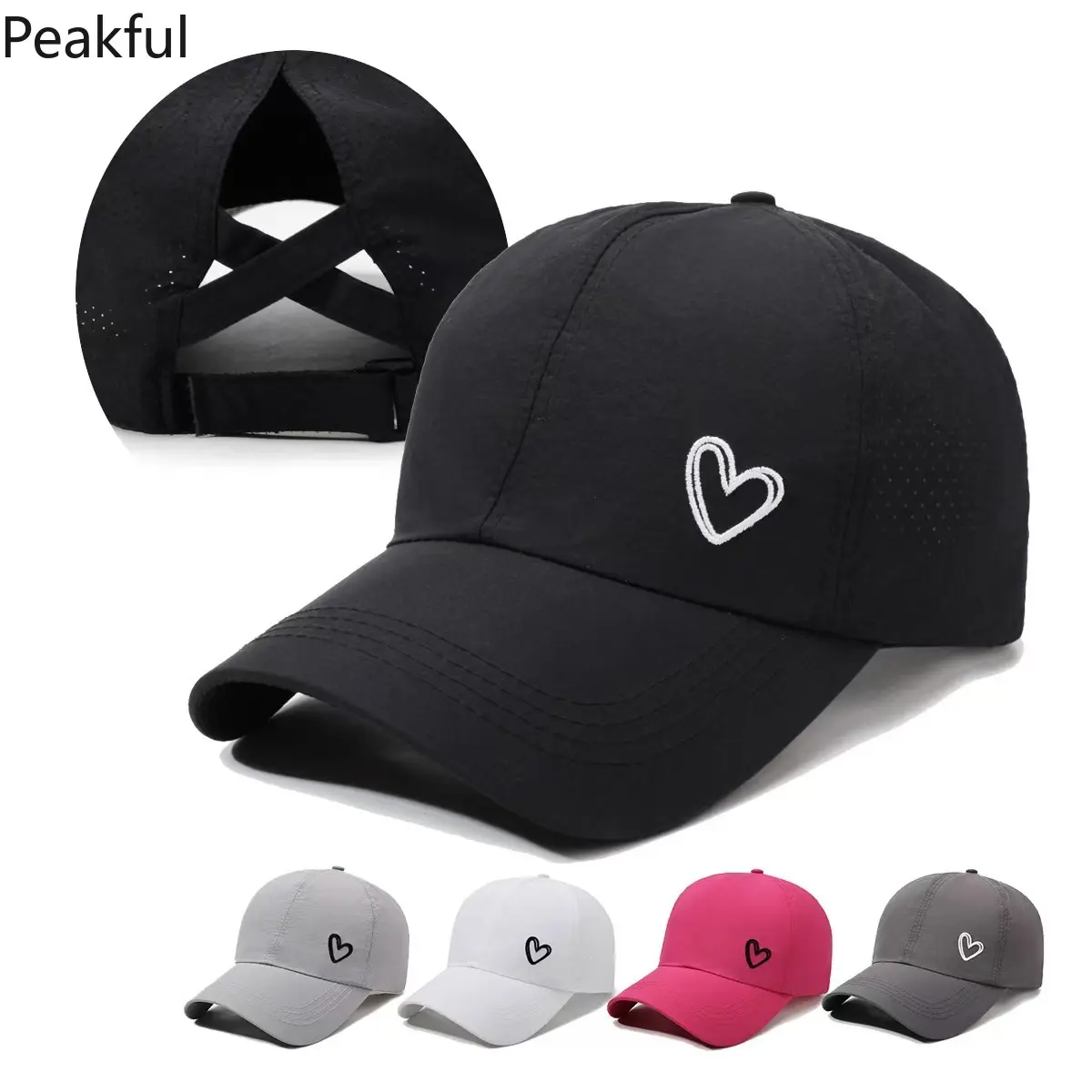 Adjustable Love Heart Baseball Cap – Fashionable Solid Color Snapback Hat, Lightweight & Thin for Sun Protection, Ideal for Outdoor Activities, Camping, Hiking & Summer Getaways