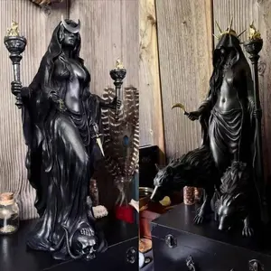 Greek Mythology Hecate Statue Figurine, Perfect for Esoteric Witchcraft Gothic Home Decor, Ideal for Altar Study Room Fireplace Mantel