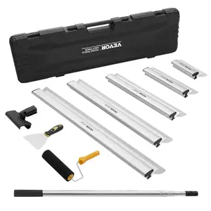VEVOR  Drywall Skimming Blade Set, 10/16/24/32/40 in Skimming Blades + 34-81.6 in Extension Handle Pole, Stainless Steel Knife Professional Skim Coat Tools, for Gyprock/WallBoard/Plasterboard
