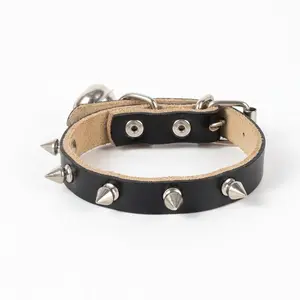 Punk Style Spiked Pet Collar with Bell| Adjustable Anti-Bite Choker for Cats & Small Dogs