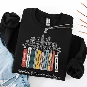 Floral BCBA Sweatshirt or T-Shirt, Retro ABA Shirt, Board Certified Behavior Analyst Shirt, Gift for ABA Therapist hoodie, Therapist Sweater Cotton Crewneck Fabric Fit