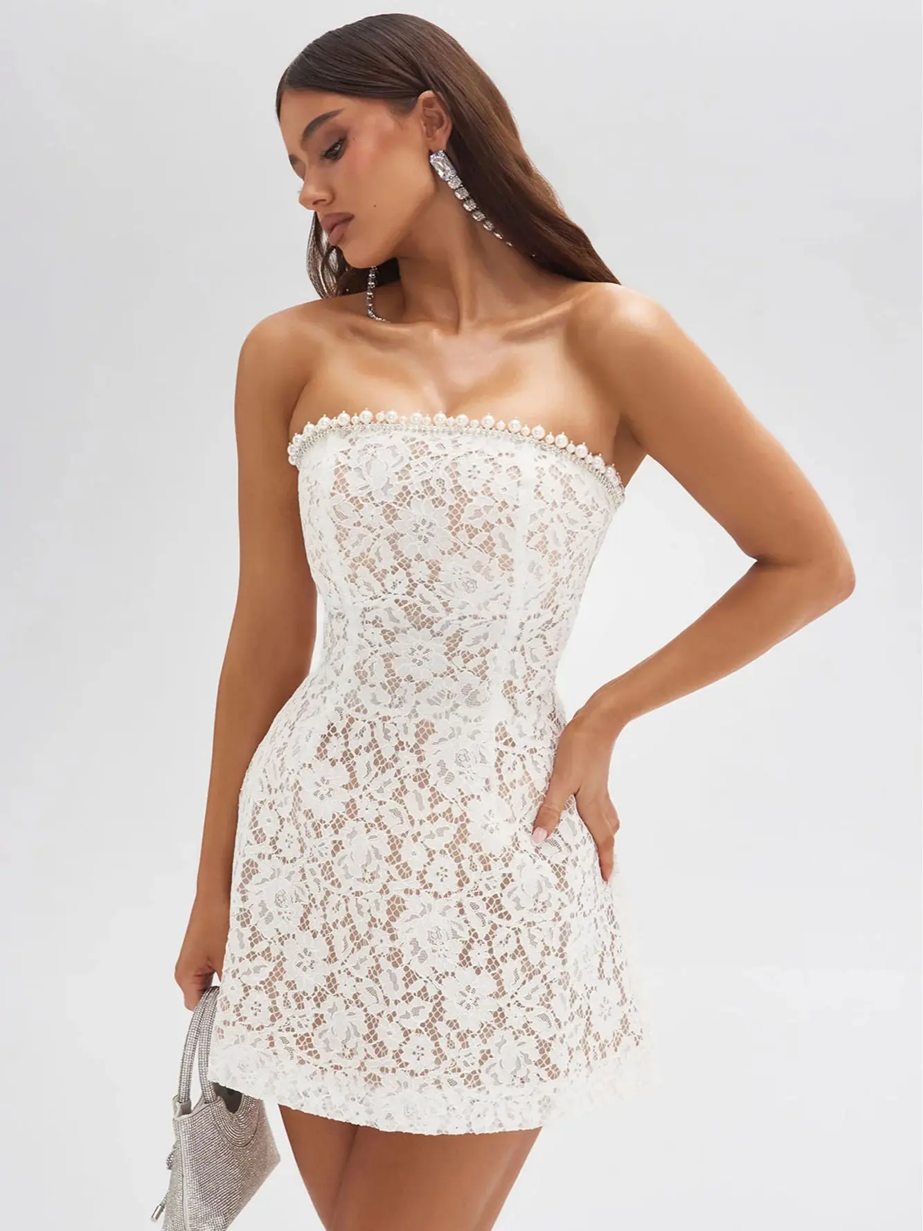 Carlice Embellished Strapless Mini Dress White | Lace Up Back Party Dress -  TikTok Shop