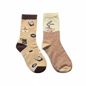 Women's Socks Featuring Various Coffee Designs