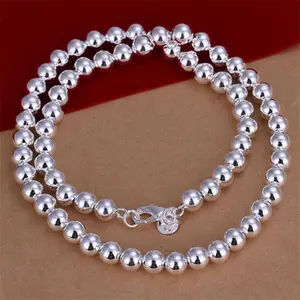 Mens Womens 925 Sterling Silver 10mm Hollow Balls Beads 20" Chain Necklace #N140