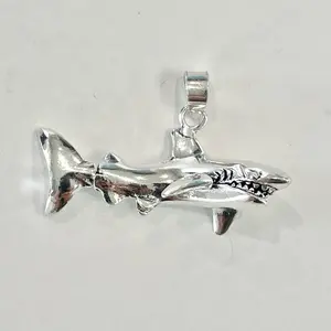 Sterling Silver 925 Shark Moving Pendant Charm