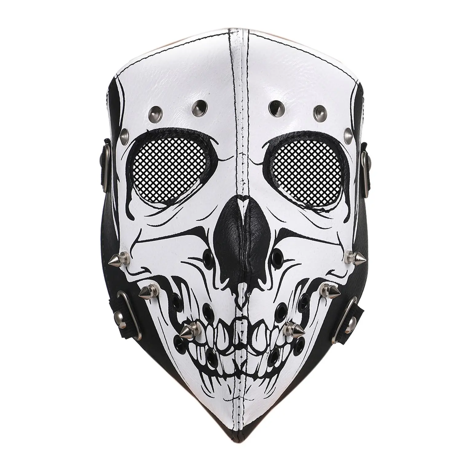 OIDEA Punk Skull Rivet Half Face Mask for Men, PU Leather Biker Riding Mask, Breathable Costume Mask for Cycling & Halloween