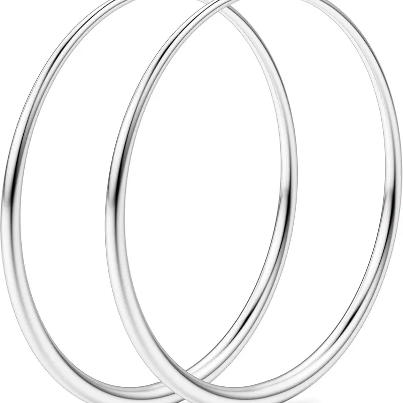 Hoop Earrings Women's 925 Sterling Silver Earrings 18k Gold Large Hypoallergenic Gradual Curved Thick Gold Hoop Earrings Tubular Hollow Lightweight Loop Earrings 60/70/80 mm Earring Hoops High Quality Earrings Trendy Earrings