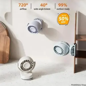 Portable 720 Degree Clip Fan, 3 In 1 Multi Functional Device With Clip Hang Stand Modes, Long Battery Life Lightweight Compact For Travel Outdoor Daily Use And Stroller Placement