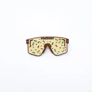Beige Confetti Sunglasses Graphic Pin