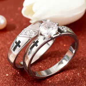 Couple Rings Set for Men & Women – Fashion Wedding Band & Engagement Ring – Everyday Jewelry Gift (No Box Included)