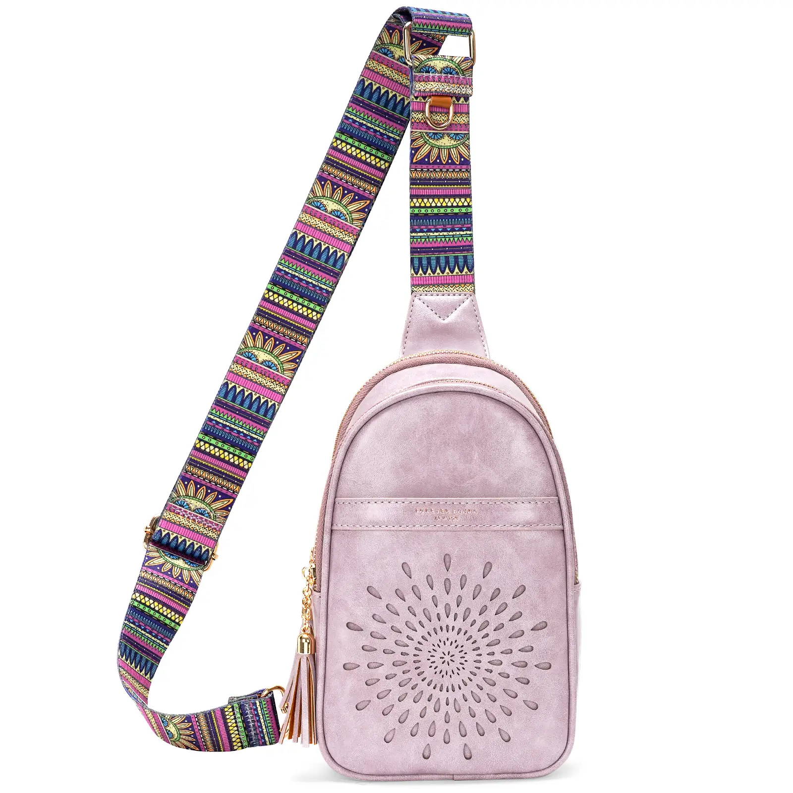 APHISON Small Sling Bag for Women,Vegan Leather Fanny Pack Crossbody Bags for Women,Chest Bag With Guitar Strap