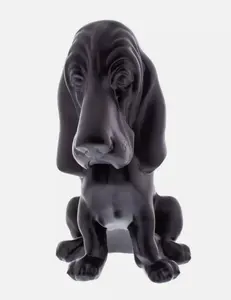DIE-CAST BASSETT HOUND HOOD ORNAMENT - MATTE BLACK