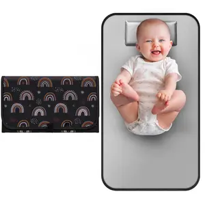 Waterproof Portable Diaper Changing Pad, Foldable Travel Changing Mat for Baby Girl Boy, Lightweight Travel Changing Station, Boho Geometric Pattern