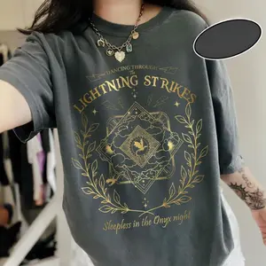 Comfort Colors Onyx Storm Dancing Through The Lightning Strikes Vintage T-shirt Fourth Wing Inspired Tshirt Dragon Lover Tee Gift