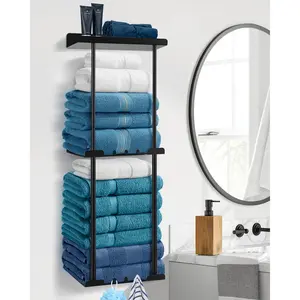 Bathroom Towel Storage Black Towel Holder Bathroom Decor Aesthetic Towel Racks for Bathroom Bath Towel Storage for Rolled Towels Organizer