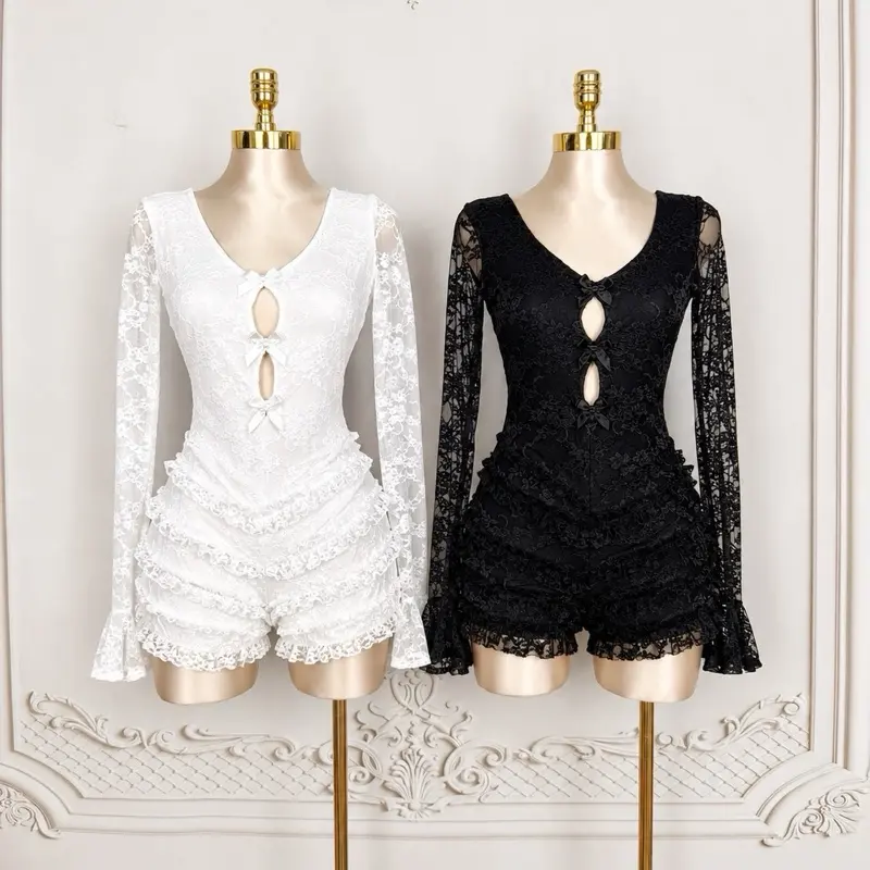 Ruffle Lace Romper (Size up if between sizes + Extra coverage )