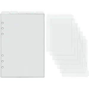 2 Set A5 Binder Dividers Frosted Plastic Index Divider Blank Side 7 Tabs Top 5 Tabs Planner Insets 12 Sheets Refillable Page Protectors for 6 Ring Binder Notebook