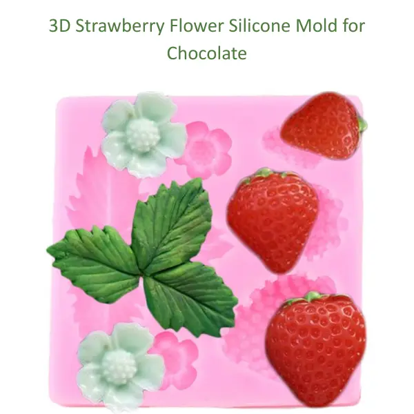 3D Strawberry Flower Silicone Mold for Chocolate, Fondant, Candy, Ice Cube, Soap, Cake Decorating DIY Summer Gift