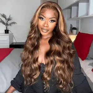 Hot Star P4/27 Highlight Color 13x6 HD Transparent Lace Front Human Hair 99J Burgundy 613# Blonde and Natural Black Color Wigs Brazilian Body Wave and Straight 180% Density